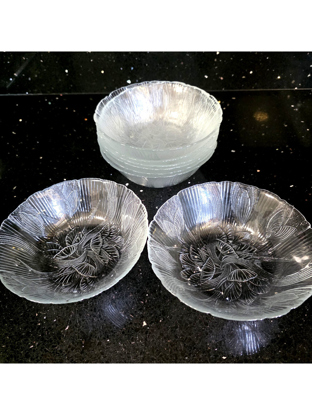 Vintage Arcoroc Canterbury Bowls Clear Glass Soup Cereal Salad Bowls (4 set)